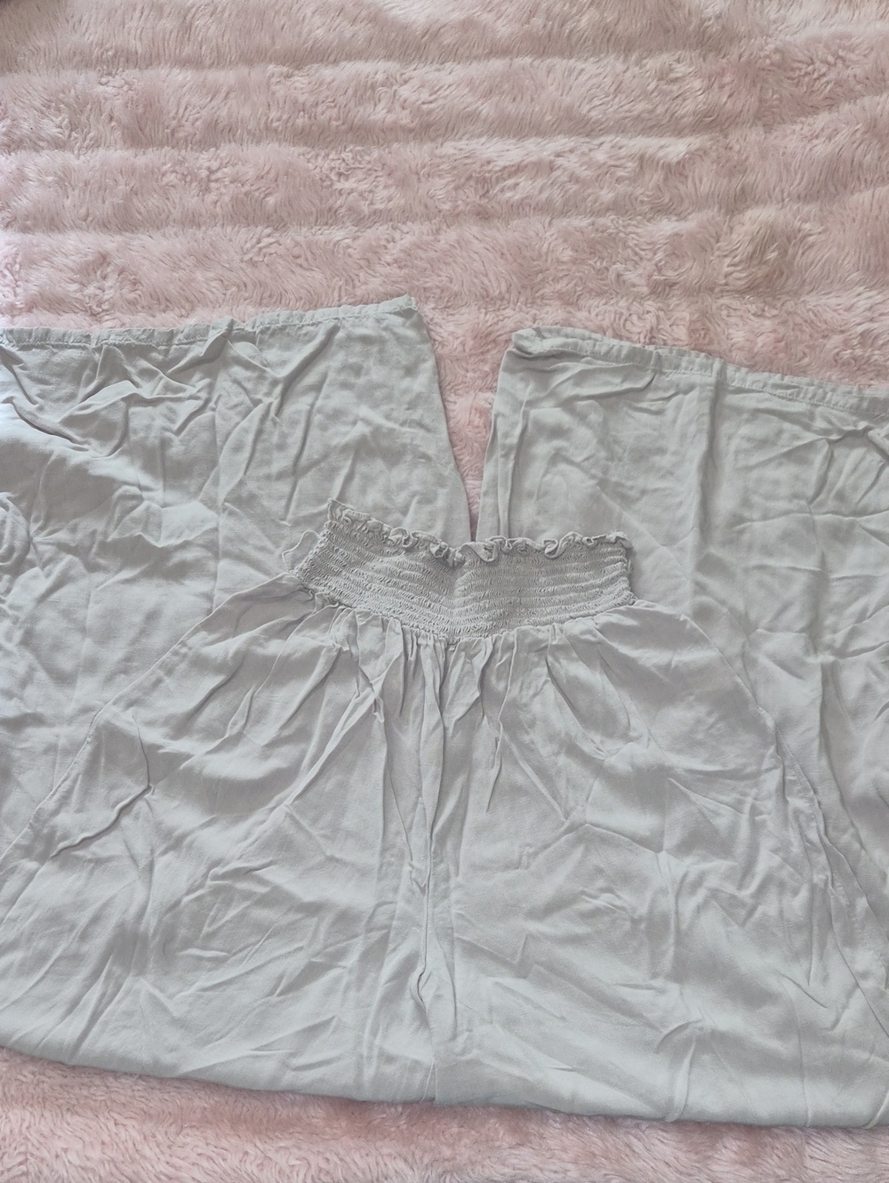 Forever 21 Light Tan Smocked-Waist Wide Leg Pants